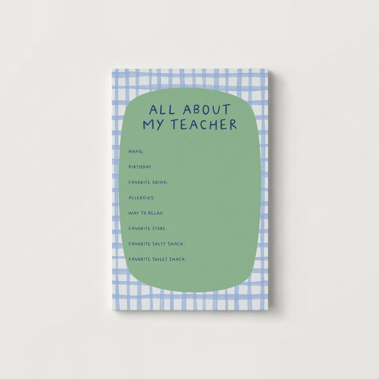 All About My Teacher Blue - Digital Download