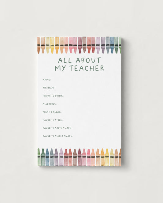 All About My Teacher Crayon - Digital Download