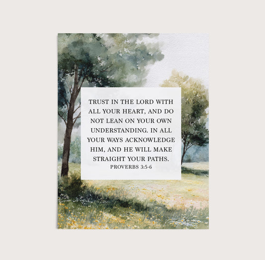 Proverbs 3:5-6 Art Print